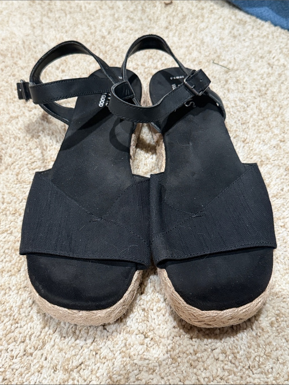 Tom’s Black Espadrille Platform Sandals with Ankle Strap - Women